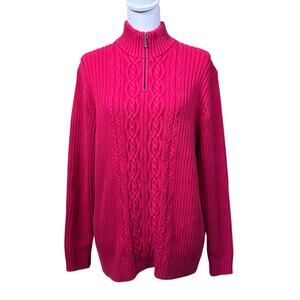 Lands End quarter zip cotton cable sweater, cozy, cabincore, classic, preppy